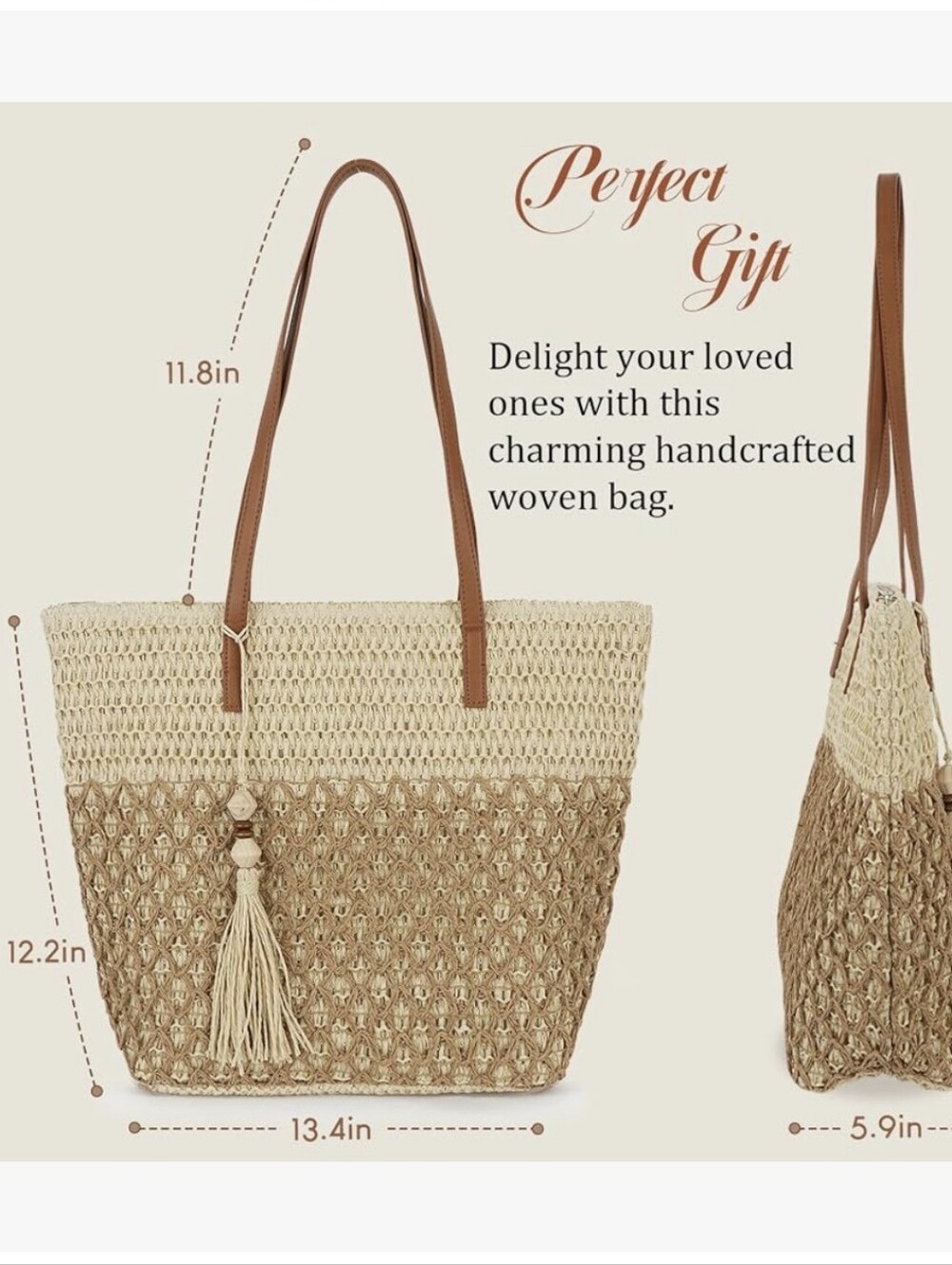 Straw Tote Bag - Picture 5 of 6